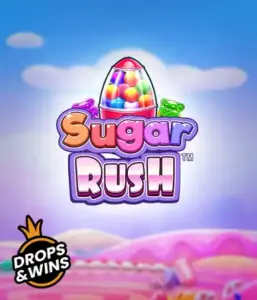 Enjoy the colorful world of Sugar Rush by Pragmatic Play, showcasing a bright candy dispenser set against a fantastic candy landscape. This graphic evokes the fun and excitement of the game, enhanced with multicolored candies and enticing typography. Perfect for those with a sweet tooth, delivering endless entertainment. 